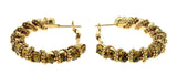 Gold-Tone & Yellow Colored Metal Crystal-Hoop-Earrings With Crystal Accents #411