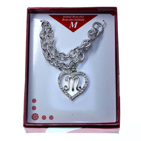 Initial M Charm Bracelet  With Crystal Accents Silver-Tone Color #3735