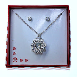 Round pendant Necklace-Earrings With Crystal Accents  Silver-Tone Color #3722