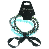 Stretch Bow Bracelet With Bead Accents Green & Black Colored #3590