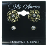 Flower Multiple-Earrings With Crystal Accents  Gold-Tone Color #3576