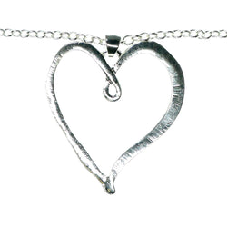 Adjustable Length Heart Pendant-Necklace Silver-Tone Color  #3570