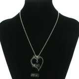 Adjustable Length Heart Pendant-Necklace Silver-Tone Color  #3570
