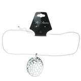 Adjustable Length Flower Necklace Silver-Tone Color  #3579