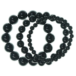 Black Acrylic Multiple-Beaded-Bracelets #3565