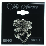 Heart Multiple-Rings Silver-Tone Color  #3628