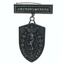 Crown Horse Crest Pin With Crystal Accents Silver-Tone Color #3646
