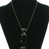 Adjustable Length Fashion-Necklace With Faceted Accents Silver-Tone & Black Colored #3614