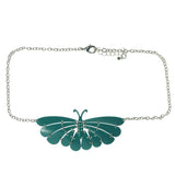 Green & Silver-Tone Colored Metal Statement-Necklace #3615