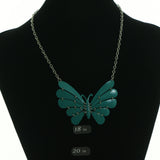 Green & Silver-Tone Colored Metal Statement-Necklace #3615