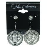 Silver-Tone Metal Multiple-Earrings With Crystal Accents #3618