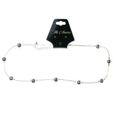 Silver-Tone Metal Necklace With Bead Accents #3571
