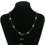 Silver-Tone Metal Necklace With Bead Accents #3571