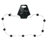 Adjustable Length Fashion-Necklace With Bead Accents Silver-Tone & Black Colored #3605