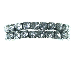 Stretch Bracelet With Crystal Accents  Silver-Tone Color #3617