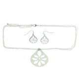 Adjustable Length Necklace-Earrings Silver-Tone Color  #3613