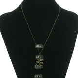 Adjustable Length Pegasus Necklace-Earrings Set With Crystal Accents Gold-Tone & Silver-Tone Colored #3561
