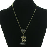 Adjustable Length Cherry Necklace-Earrings Set With Crystal Accents Gold-Tone & Silver-Tone Colored #3550