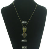 Adjustable Length Dog Tag  Dream Necklace-Earrings Set Gold-Tone & White Colored #3540