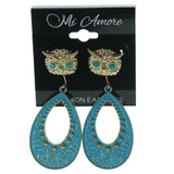 Owl Multiple-Earrings Gold-Tone & Blue Colored #3553