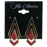 Gold-Tone & Pink Colored Metal Earrings #3555