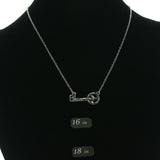 Adjustable Length Peace Sign Key Necklace-Earrings Set Silver-Tone & Yellow Colored #3753