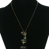 Adjustable Length Star Bird Necklace-Earrings Set With Bead Accents Gold-Tone & White Colored #3750