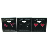 Bow Heart Me & You Multiple-Earrings Pink & Black Colored #3524