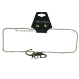 Adjustable Length Dinosaur Spike Necklace-Earrings Set Gold-Tone Color  #3535