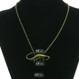 Adjustable Length Dinosaur Spike Necklace-Earrings Set Gold-Tone Color  #3535