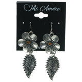 Flowers Leaf Love Multiple-Earrings With Crystal Accents Silver-Tone & Orange Colored #3762