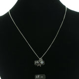 Adjustable Length Star Necklace-Earrings Set With Bead Accents Silver-Tone & Clear Colored #3536
