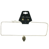 Adjustable Length Skull Spike Necklace-Earrings Set Gold-Tone Color  #3761