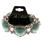 Heart Semi-Precious-Bracelet With Stone Accents Silver-Tone & Blue Colored #3518
