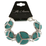 Adjustable Length Semi-Precious-Bracelet With Stone Accents Silver-Tone & Turquoise Colored #3517