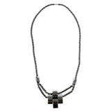 Artistic Cross Hematite-Layered-Necklace  With Bead Accents Gray Color #4147
