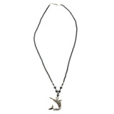 Swordfish Hematite-Pendant-Necklace With Bead Accents Silver-Tone & Gray Colored #4144