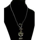 Dolphins Smiley Face Hematite-Pendant-Necklace With Bead Accents Silver-Tone & Gray Colored #4149
