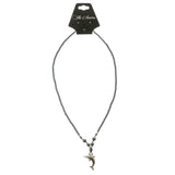Dolphins Hematite-Pendant-Necklace With Bead Accents Gray & Silver-Tone Colored #4155