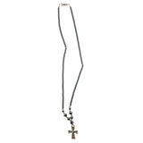 Cross Hematite-Pendant-Necklace With Bead Accents Silver-Tone & Gray Colored #4148