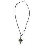 Cross Hematite-Pendant-Necklace With Bead Accents Silver-Tone & Gray Colored #4153