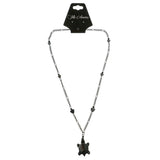 Turtle Hearts Hematite-Pendant-Necklace With Bead Accents Silver-Tone & Black Colored #4143