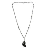 Stars Fish Hematite-Pendant-Necklace With Bead Accents Silver-Tone & Black Colored #4150