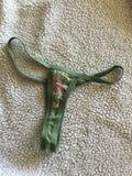 Snake Print Floral Green Baby Doll Nighty with Thong