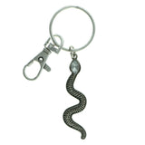 Snake Split-Ring-Keychain With Crystal Accents Silver-Tone & Clear Colored #015