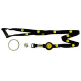 Smiley Face Lanyard-Keychain Black & Yellow Colored #32