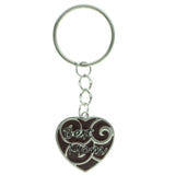 Heart Best Mom Split-Ring-Keychain Silver-Tone & Purple Colored #016