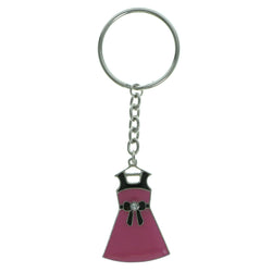 Woman's Dress Split-Ring-Keychain With Crystal Accents Pink & Black Colored #034