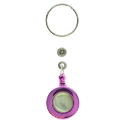 Retractable Split-Ring-Keychain Pink & Clear Colored #047