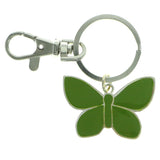 Butterfly Split-Ring-Keychain Silver-Tone & Green Colored #051